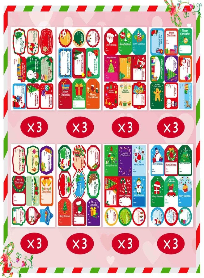 OTAITY 216 PCS Christmas Gift Tags, Christmas Stickers Labels Self Adhesive Gift Stickers with Santa Snowmen Xmas Tree Reindeer Bells for Gift Bags and Wrapped Presents - Image 2